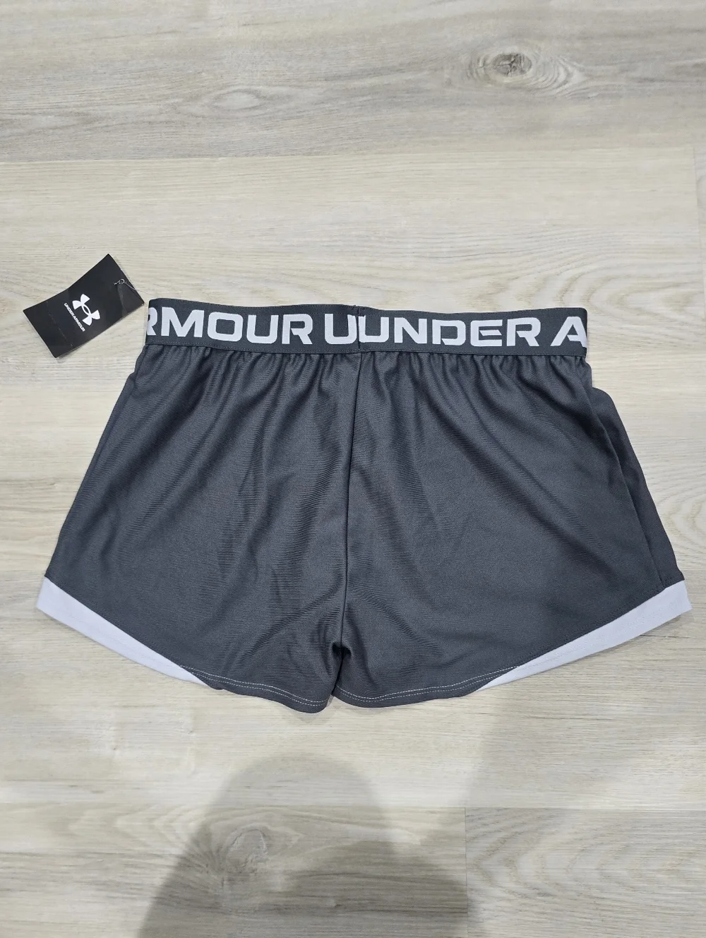Under Armour Grey Athletic Shorts with White & Pink Accents Size L NWT